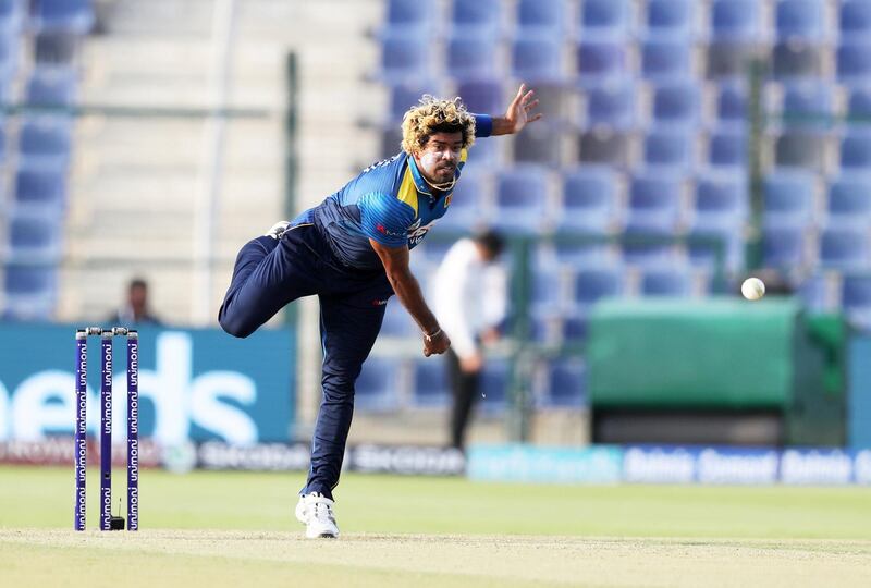 ABU DHABI , UNITED ARAB EMIRATES, September 17 , 2018 :- Lasith Malinga of Sri Lanka bowling during  the Asia Cup UAE 2018 cricket match between Afghanistan vs Sri Lanka at Sheikh Zayed Cricket Stadium in Abu Dhabi. ( Pawan Singh / The National )  For News/ Sports /Instagram. Story by Amith