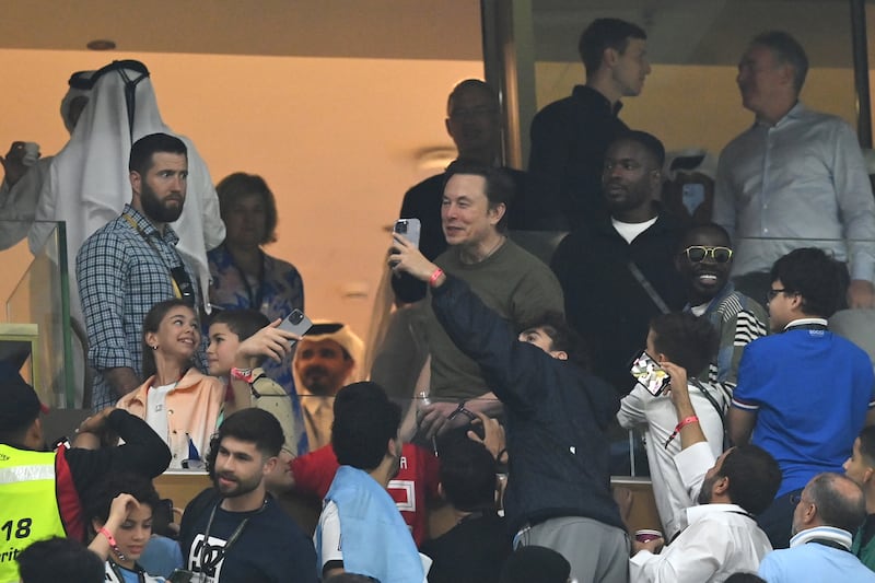 Elon Musk during the World Cup final in Qatar. Getty
