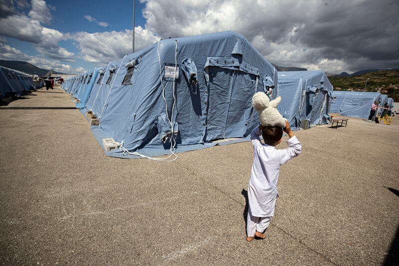 The reception centre for Afghan refugees organised by the Italian Red Cross in Avezzano, Italy.  EPA