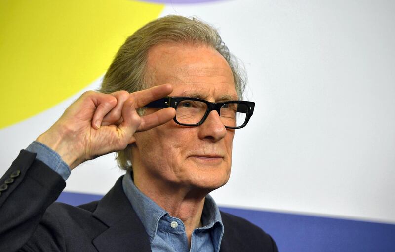 British actor Bill Nighy gestures during a press conference for the film "Minamata" screened in the Berlinale Special Gala on February 21, 2020 at the 70th Berlinale film festival in Berlin. - The 11-day Berlinale, one of Europe's most prestigious film extravaganzas alongside Cannes and Venice, celebrates its 70th anniversary in 2020 and will be running from February 20 to March 1, 2020. (Photo by Tobias SCHWARZ / AFP)