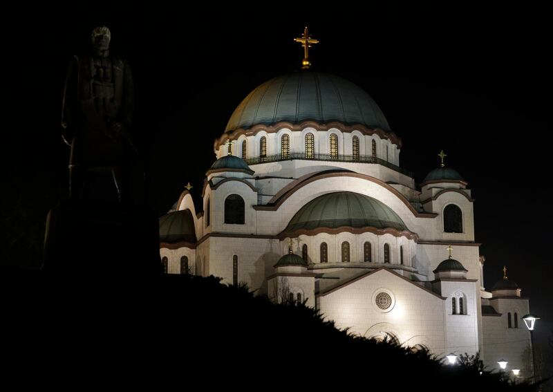 Serbia: Belgrade's Saint Sava Temple with lights switched off. EPA
