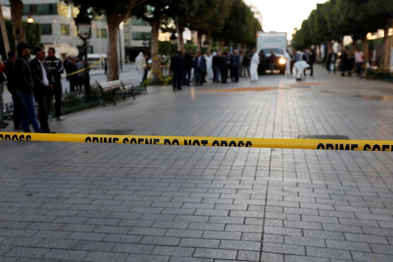 Police cordon off an area near the site of an explosion in the center of the Tunisian capital Tunis, Tunisia October 29, 2018. REUTERS/Zoubeir Souissi