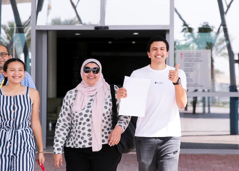 DUBAI, UNITED ARAB EMIRATES. 22 AUGUST 2019. 
Ahmed Mahmoud, right, with his family. He received his GCSE results at King’s School Al Barsha today.
(Photo: Reem Mohammed/The National)

Reporter:
Section: