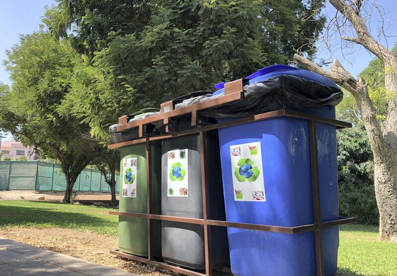 Dubai, United Arab Emirates - Reporter: Kelly Clarke. News. Recycling. Glass, paper, cans and plastic for recycling in the Gardens. Different spots around the city where you can drop items for recycling. Wednesday, October 7th, 2020. Dubai. Chris Whiteoak / The National
