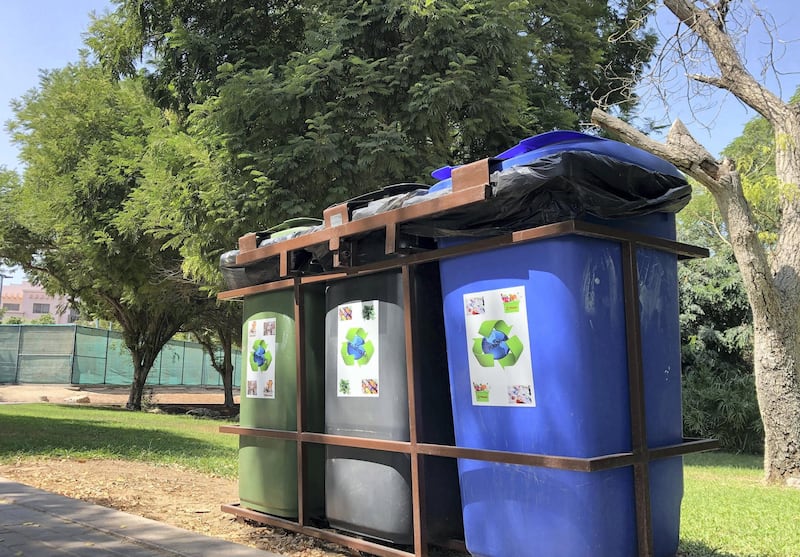 Dubai, United Arab Emirates - Reporter: Kelly Clarke. News. Recycling. Glass, paper, cans and plastic for recycling in the Gardens. Different spots around the city where you can drop items for recycling. Wednesday, October 7th, 2020. Dubai. Chris Whiteoak / The National