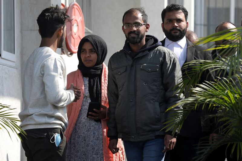 Journalist Siddique Kappan, centre, leaves jail in Lucknow, Uttar Pradesh, after the Supreme Court granted him bail. AFP