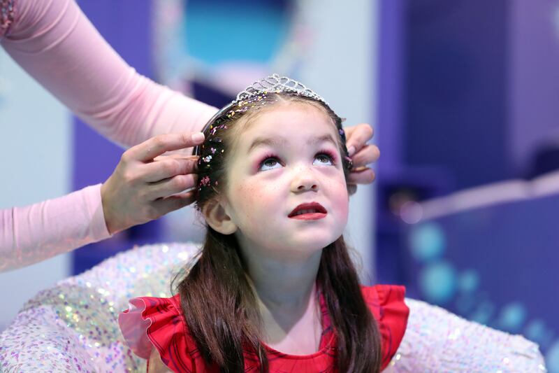 Myra, five, has a tiara fitted