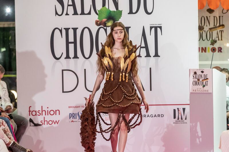 A chocolate dress inspired by Christina Aguilera, created by chef Bernard Charles and designed by Layan Douri