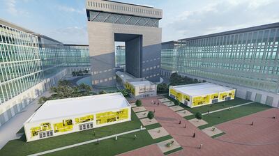 A rendering of the Art Dubai tents that will be erected at DIFC from March 29 to April 3. Art Dubai  