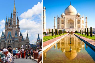 Two of the world's most Googled places: Disney Land and the Taj Mahal. 