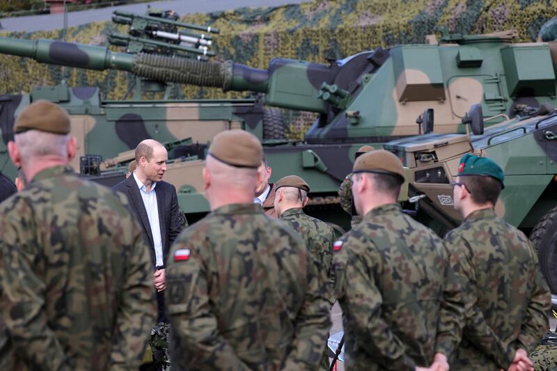 The Prince of Wales during a visit to the 3rd Brigade Territorial Defence Force base. Reuters