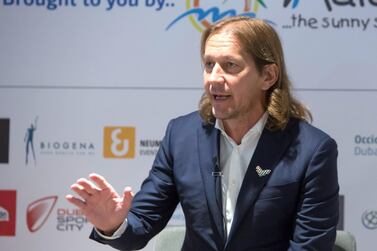 Michel Salgado at the Government of Dubai media office on Wednesday. Leslie Pableo for The National