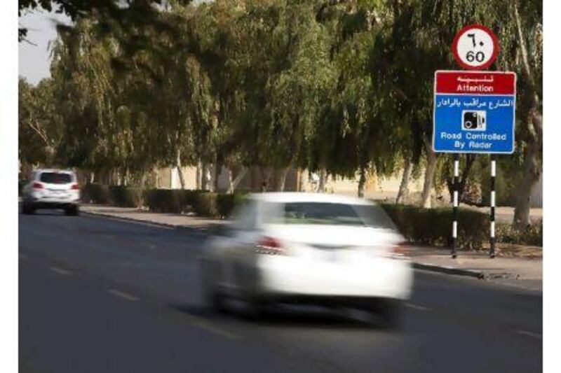 Drivers speed along Shakboot ibn Sultan Street in Al Ain despite a warning that they are being monitored by radar.