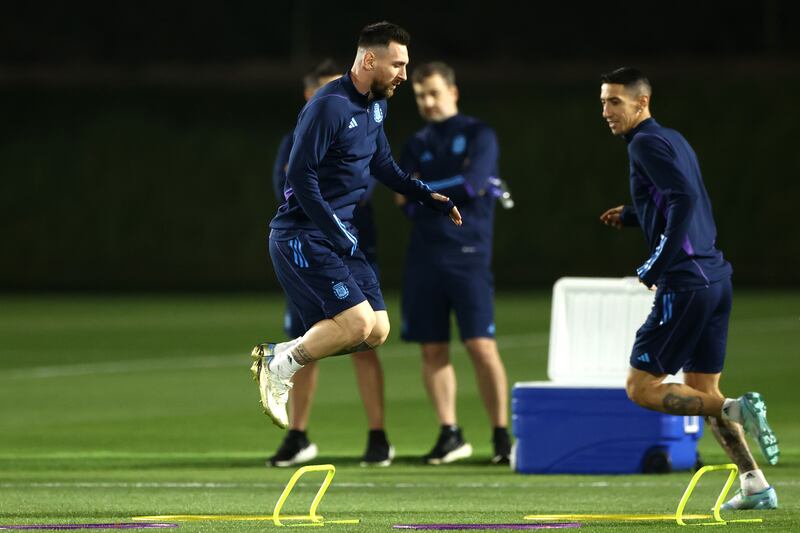 Argentina's Lionel Messi during training. Getty