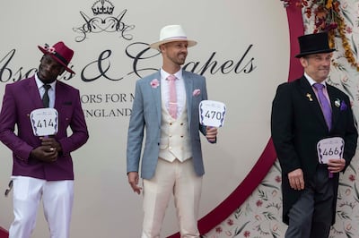 Men played with colour for their Dubai World Cup outfits. Antonie Robertson / The National