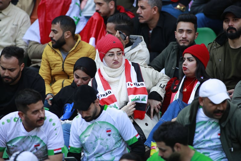 Iraq's supporters take their seats early in the day for the evening's final against Oman. AFP