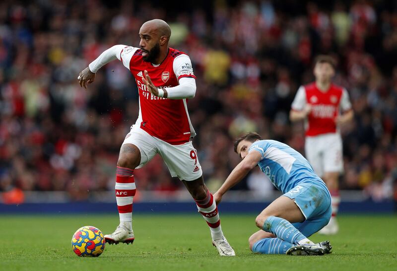 Alexandre Lacazette - 7: His block on Ake ensured ball found way to Saka for opening goal. Not a sniff of goal from captain but held ball up well and helped keep pressure on City’s defenders. AFP