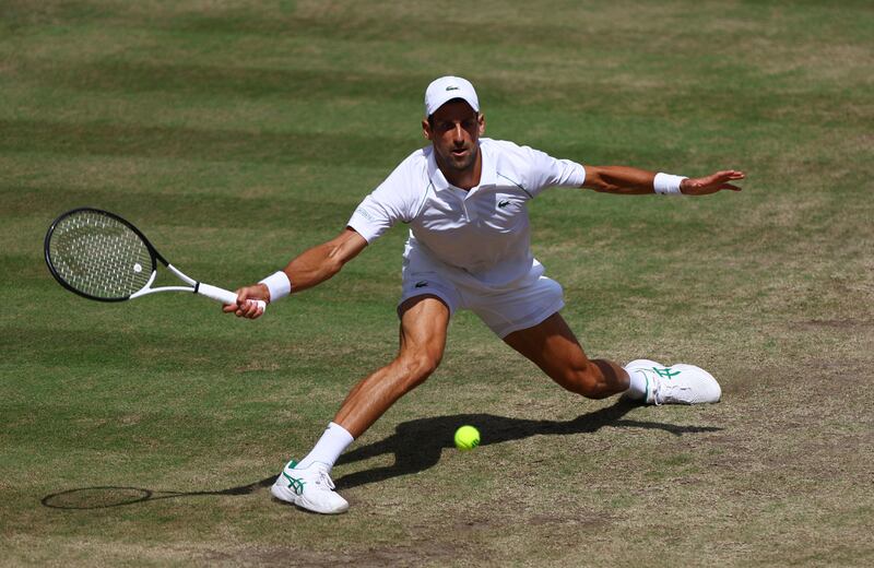 Novak Djokovic in action during the final against Nick Kyrgios. Reuters