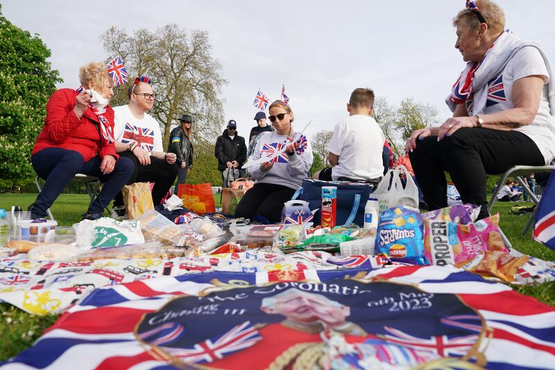 A coronation picnic is prepared in Hyde Park, London. Getty 