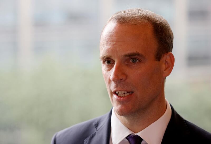 FILE PHOTO: Britain's Foreign Secretary Dominic Raab speaks during an interview with Reuters in Seoul, South Korea, September 29, 2020.   REUTERS/Kim Hong-Ji/File Photo