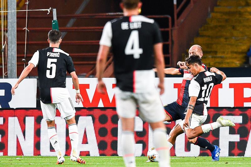 Paulo Dybala scores Juventus' opening goal. Getty Images