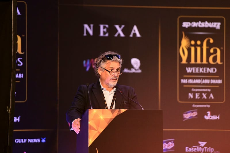 Abu Dhabi Film Commissioner Hans Fraikin speaking at the event. 