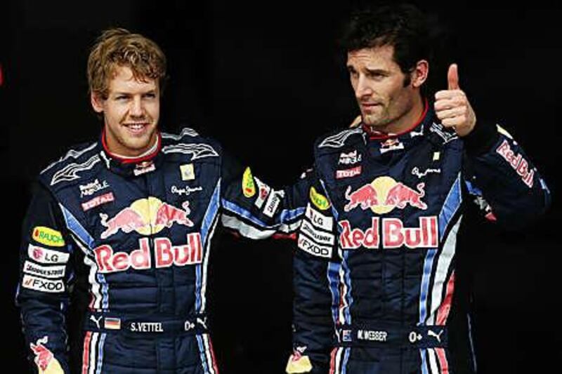 Sebastian Vettel, left, with Red Bull teammate Mark Webber is on pole for the fourth time in a row.
