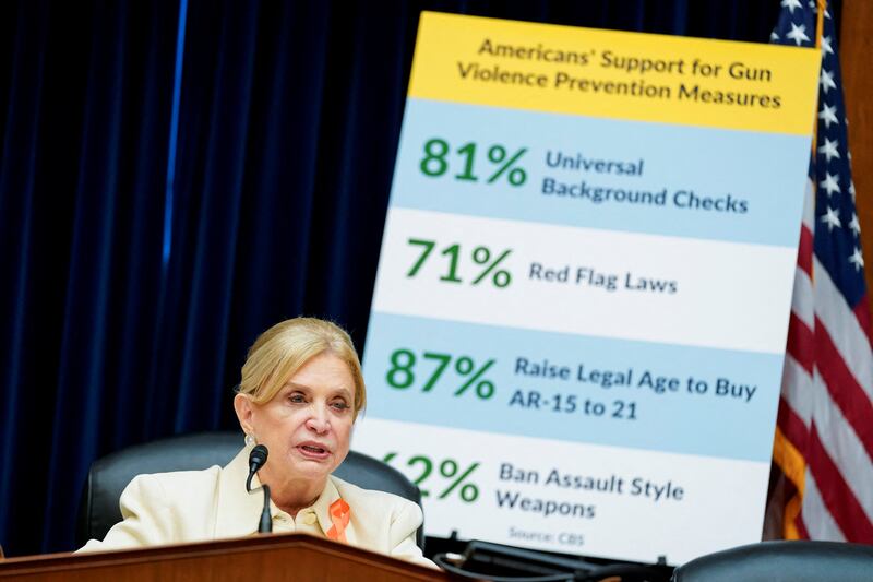 Representative Carolyn Maloney speaks during the committee hearing. Reuters