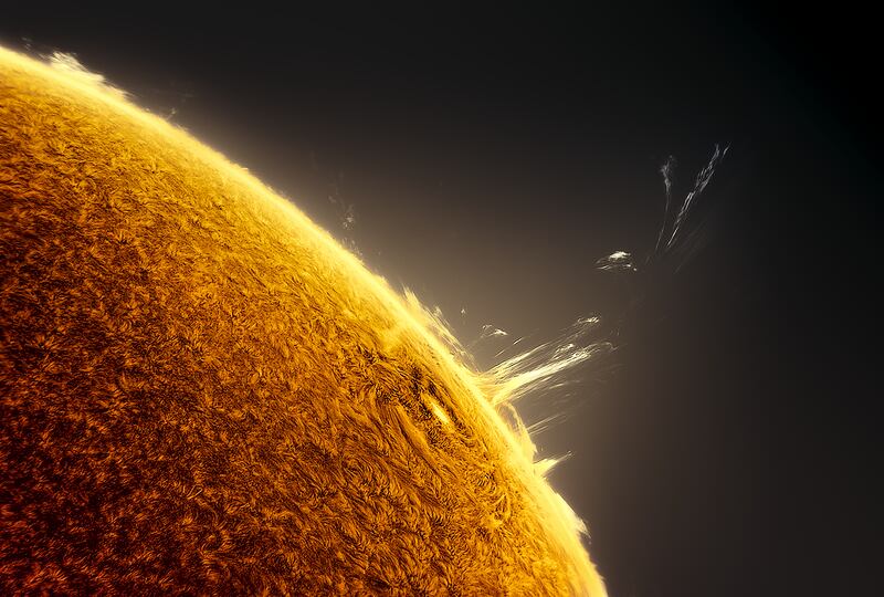 Photograph of the Sun taken from a 27-minute time-lapse of a solar, flare which took place on 30 April 2022. Photo: Miguel Claro