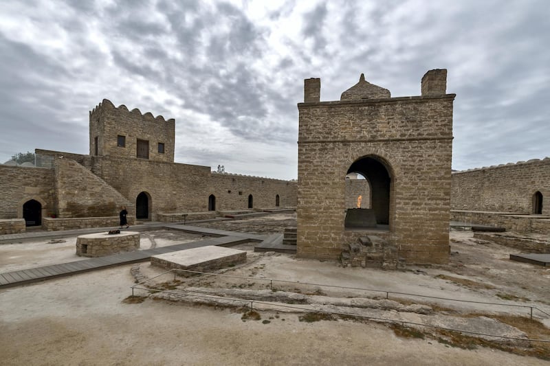 The temple of fire worshippers Ateshgah,a centre of pilgrimage and worship , located on the Absheron peninsula on the outskirts of Surakhani village, 30 km from the centre of Baku.