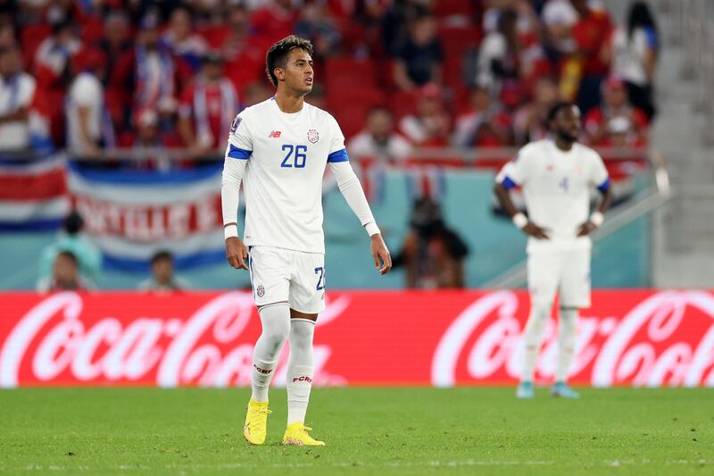 lvaro Zamora of Costa Rica looks dejected. Getty