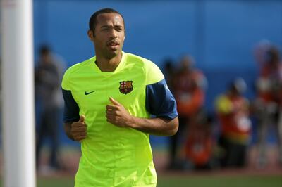 United Arab Emirates - Abu Dhabi - Dec 14 - 2009 :  Barcelona football player Thierry Henry during a training session at the officers club. ( Jaime Puebla / The National ) *** Local Caption ***  JP Barcelona 01.jpg