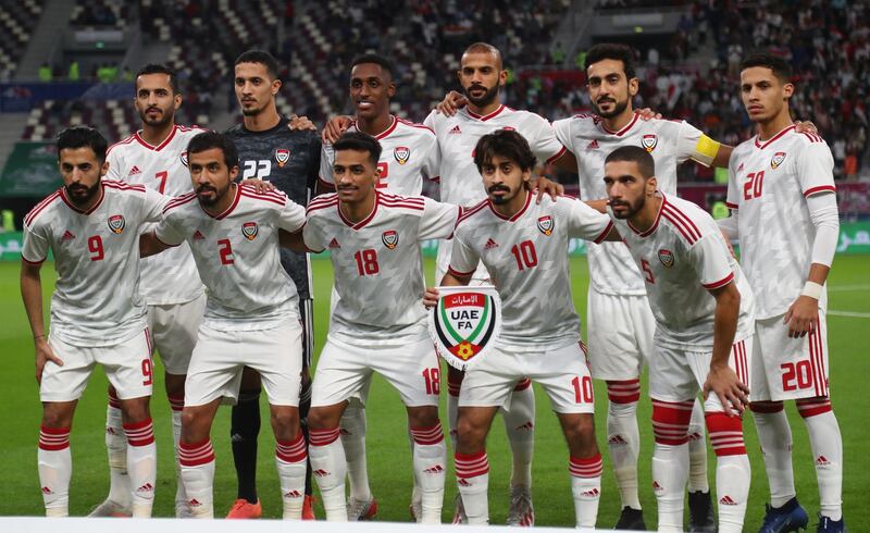 UAE players before the match with Iraq. Reuters