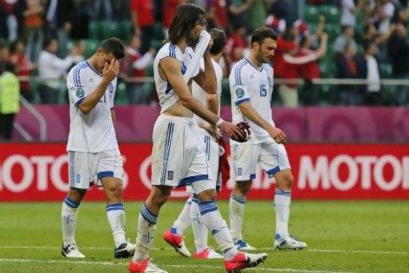 Greece have only one point and sit bottom of Group A and are unlikely to repeat their success of Euro 2004 in Poland and Ukraine. Thanassis Stavrakis / AP Photo