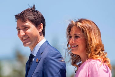 Canadian Prime Minister Justin Trudeau with his wife Sophie, who has contracted the coronavirus. AFP