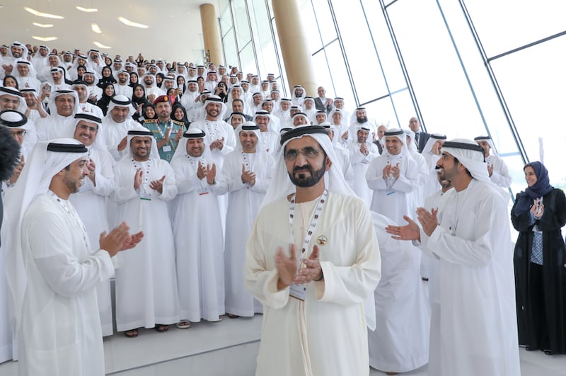 Sheikh Mohammed bin Rashid on Monday hailed the Government’s commitment to achieving the aims of the National Agenda at a meeting of 500 officials at Etihad Museum. Wam
