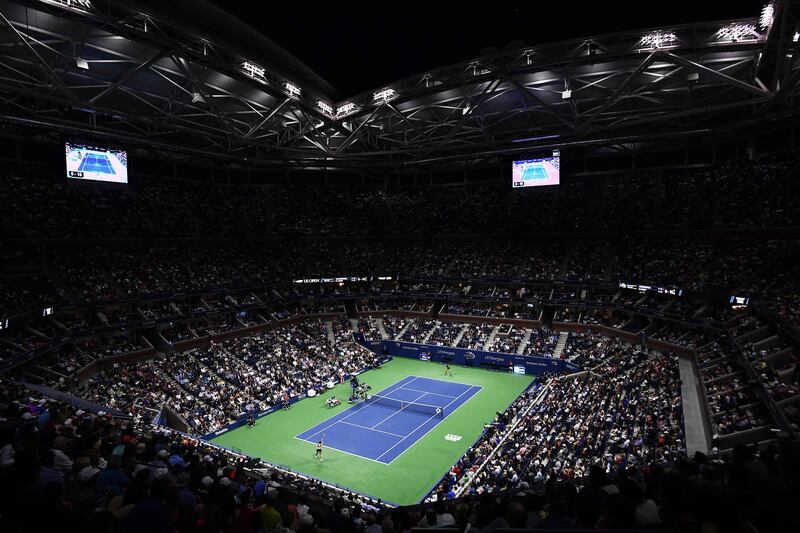 A packed Billie Jean King National Tennis Center watches on as Maria Sharapova defeates Simona Halep. Jewel Samad / AFP