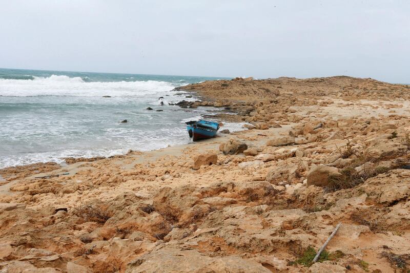 A boat used by migrants is seen near the western town of Sabratha, Libya. Reuters