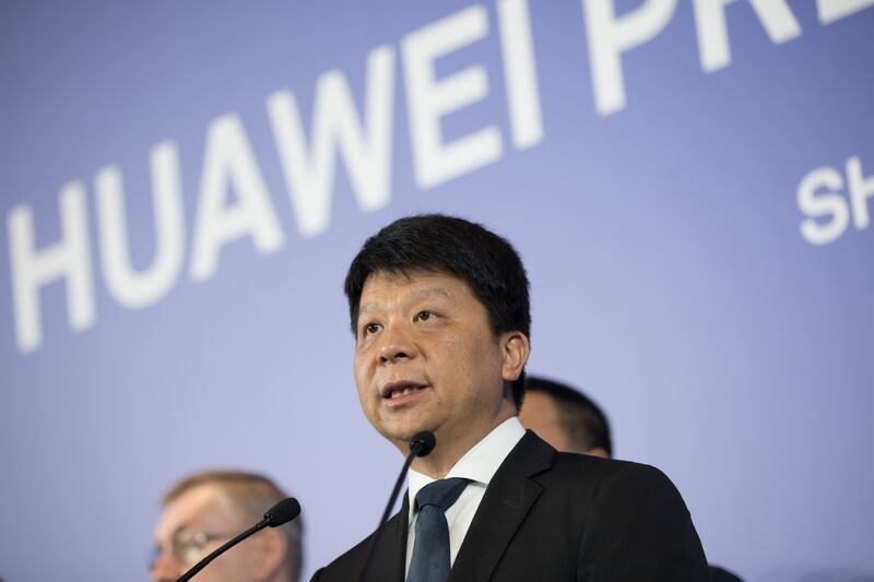 epaselect epa07418594 Huawei Rotating Chairman Guo Ping speaks during a press conference in Shenzhen, Guangdong Province, China, 07 March 2019. The Chinese technology company is suing the US Government for Unconstitutional Sales Restrictions Imposed by Congress.  EPA/STR