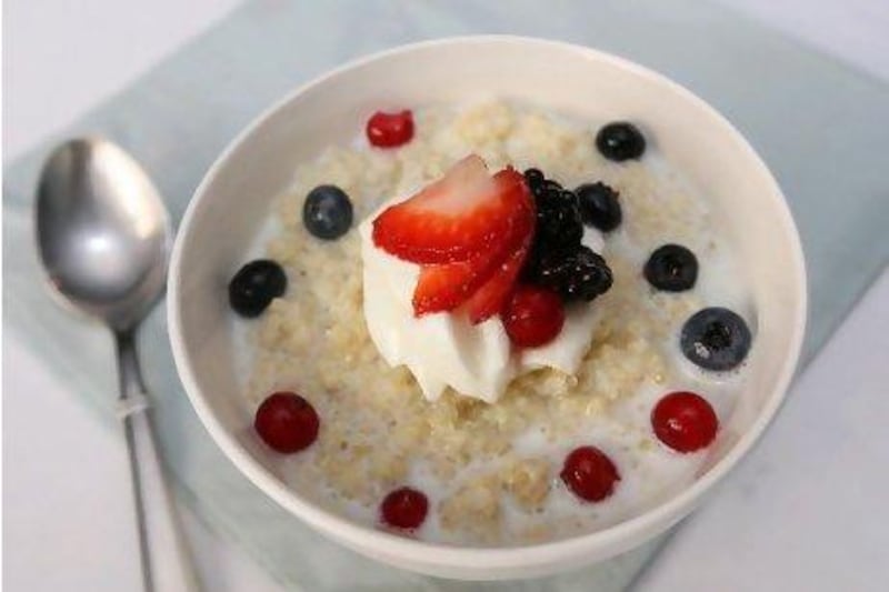 Above, quinoa porridge with berries.