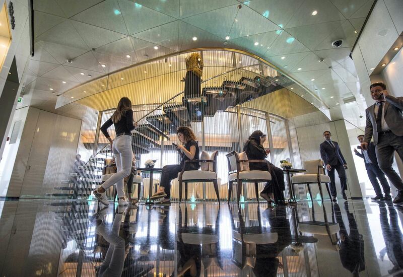 DUBAI, UNITED ARAB EMIRATES - Inside The Lounge at the unveiling of The Lounge at Burj Khalifa.  Leslie Pableo for The National