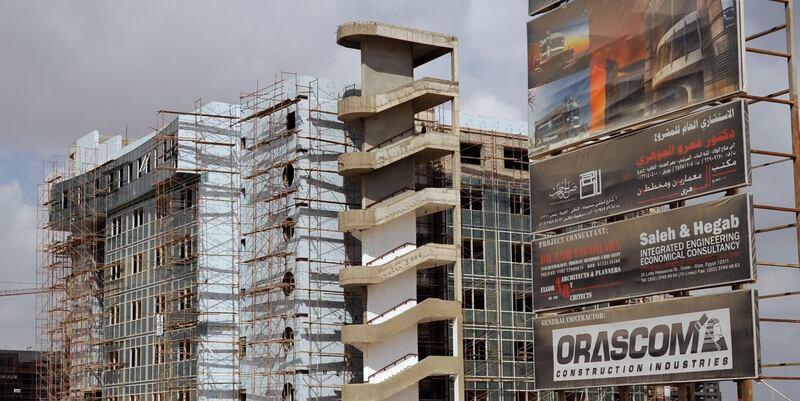 Cairo-- March 24, 2011. A signboard for a new project by Orascom Construction Industries.  (Dana Smillie for The National)