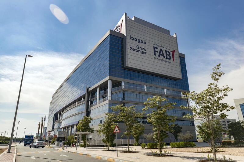 Abu Dhabi, United Arab Emirates - February 7th, 2018: FAB (First Abu Dhabi Bank) Head office - Business Park. Wednesday, February 7th, 2018. Twofour54, Abu Dhabi. Chris Whiteoak / The National