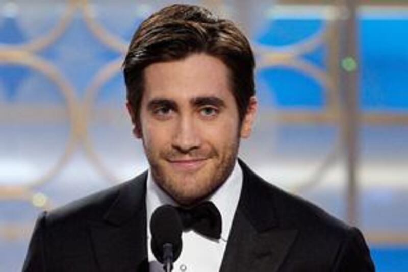 In this handout image, provided by NBC, Jake Gyllenhaal is seen on stage during the 66th Annual Golden Globe Awards on Sunday Jan. 11, 2009 in Beverly Hills, Calif. (AP Photo/NBC,Paul Drinkwater) **FOR EDITORIAL USE ONLY. NOT FOR SALE. DO NOT ARCHIVE**