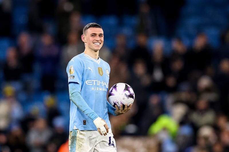 Phil Foden scored his second hat-trick of the season in Manchester City's 4-1 win at home to Aston Villa. EPA