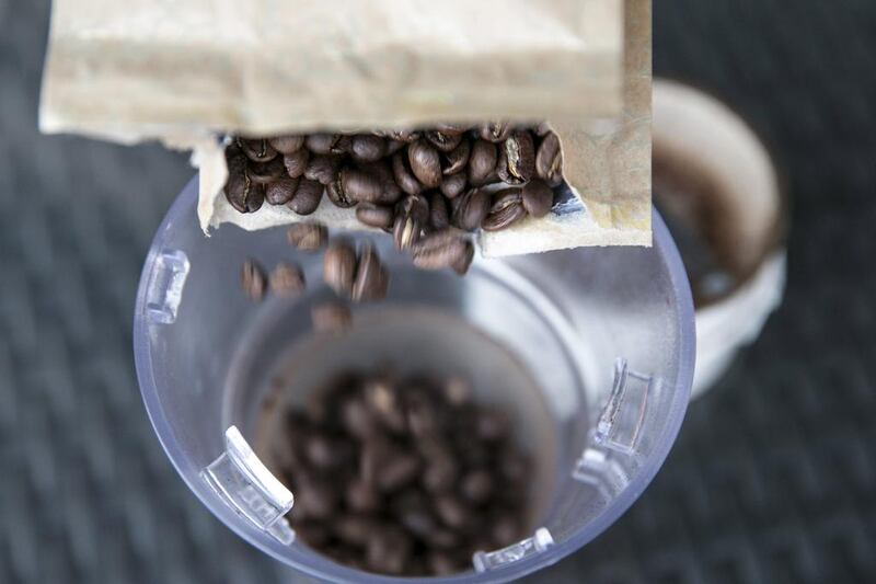 Step 1: Grind the organic coffee beans, amount to your liking. Silvia Razgova / The National