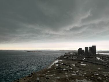 Dark skies over Reem Island in Abu Dhabi. Zoya Thomas/ The National
