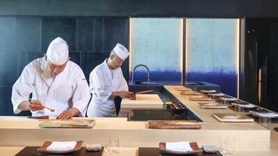 The live cooking counters. Courtesy Bulgari Hotel