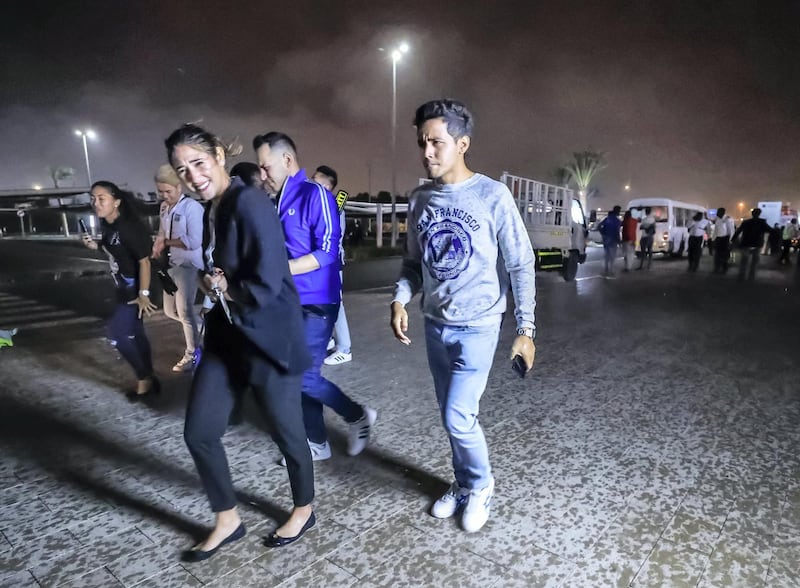 Abu Dhabi, U.A.E., November 12, 2018.  
Cancelled concert of Dua Lipa at the Louvre due to a sudden downpour and gusty winds.
Victor Besa / The National
Section:  NA
Reporter: