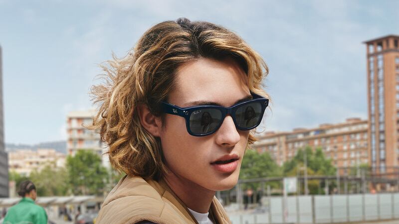 A model wears smart glasses – called Ray-Ban Stories – made by Facebook and Ray-Ban. Photo: AFP